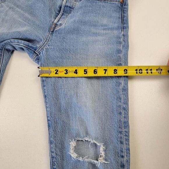 Levi’s 501 Distressed Jeans Womens‎ 27x24 Washed Button Wedgie Straight Stretch - Picture 13 of 15